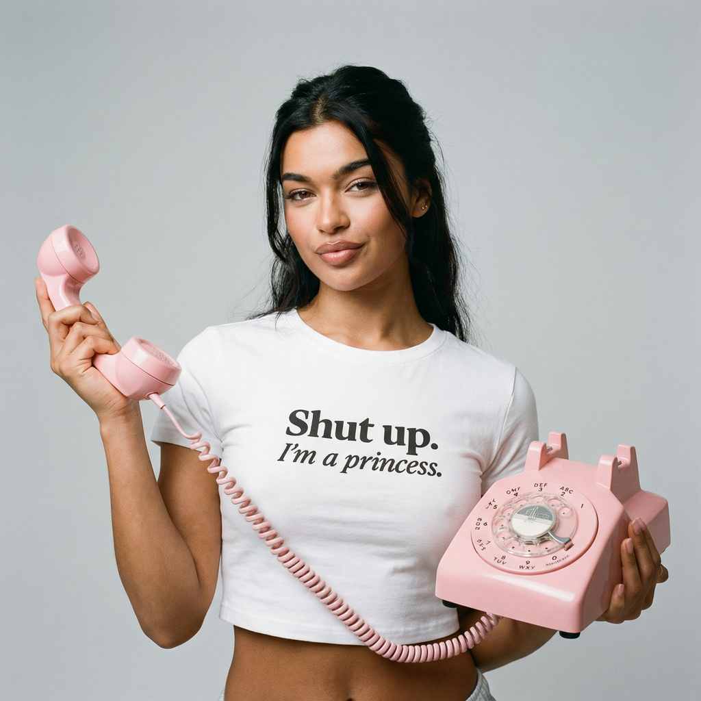 Shut Up I’m a Princess Baby Tee – Sassy Women’s Crop Top, Bold Drip Culture Streetwear, Fun Gift for Her